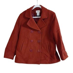 Vintage L.L Bean Bellandi Women's 12 P. Classic Lambswool Pea Coat Made In Italy